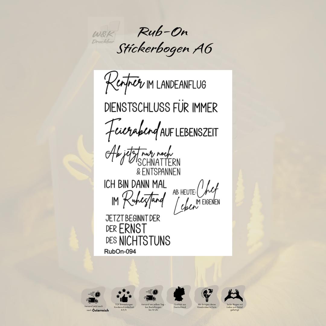 RubOn Sticker / Rente "Locker" / A6 Bogen / Randlos /Abreibebilder / DIY Sticker für z.B. Glas Holz