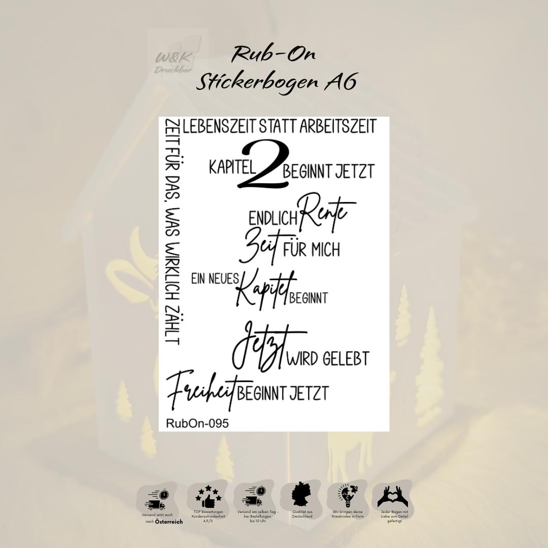 RubOn Sticker / Rente "Klassisch" / A6 Bogen / Randlos / Abreibebilder / DIY Sticker für z.B. Glas Holz