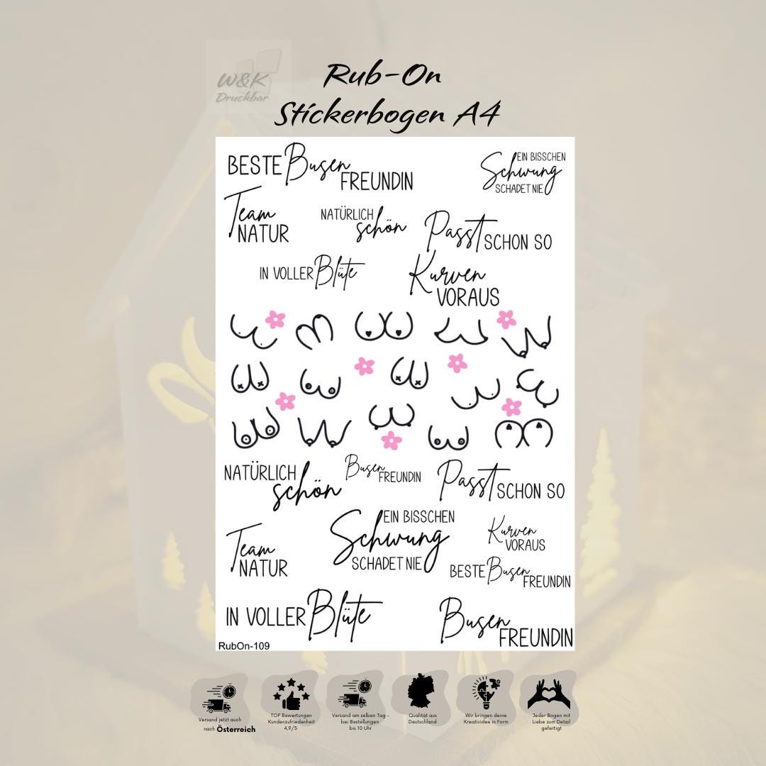 RubOn Sticker / Kurven voraus / A4 Bogen / Randlos /Abreibebilder / DIY Sticker für z.B. Glas Holz