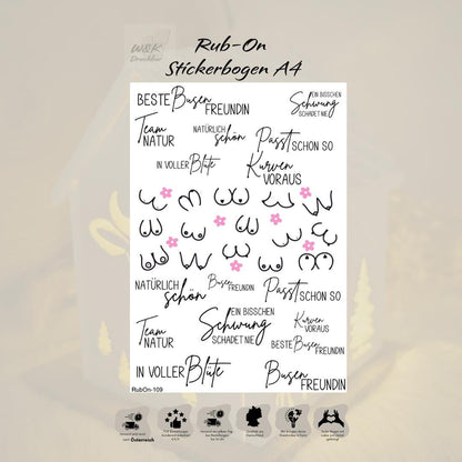 RubOn Sticker / Kurven voraus / A4 Bogen / Randlos /Abreibebilder / DIY Sticker für z.B. Glas Holz