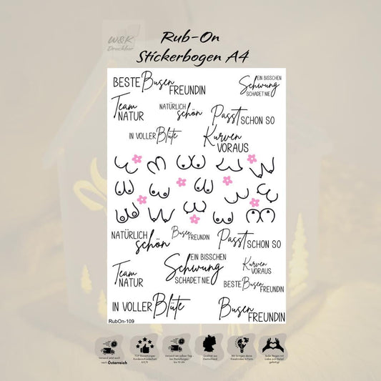 RubOn Sticker / Kurven voraus / A4 Bogen / Randlos /Abreibebilder / DIY Sticker für z.B. Glas Holz