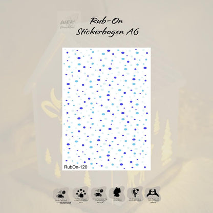 RubOn Sticker / Punkte / A6 Bogen / Randlos /Abreibebilder / DIY Sticker für z.B. Glas Holz