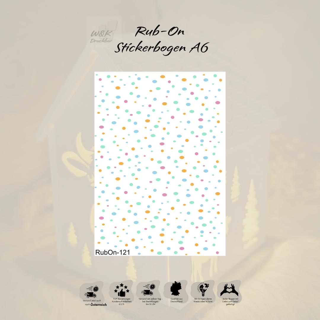 RubOn Sticker / Punkte / A6 Bogen / Randlos /Abreibebilder / DIY Sticker für z.B. Glas Holz