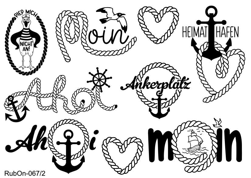 RubOn Sticker / Küstenliebe / A5 Bogen / Randlos / Abreibebilder / DIY Sticker für z.B. Glas Holz