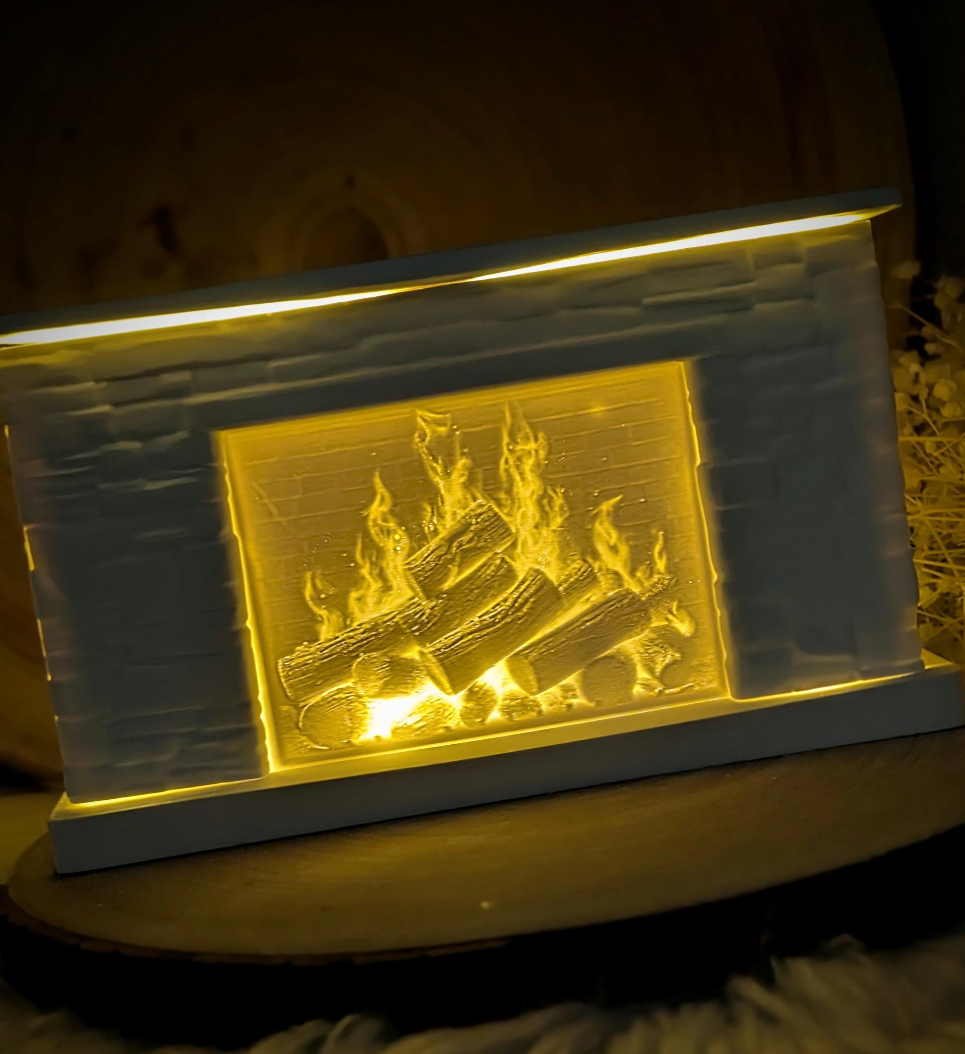 Silikonform Kamin mit Wechselmotiv / DIY Gießform / Austauschbares Motiv / Lagerfeuer / Premium-Qualität / Lampe / Lithophane / Raysin