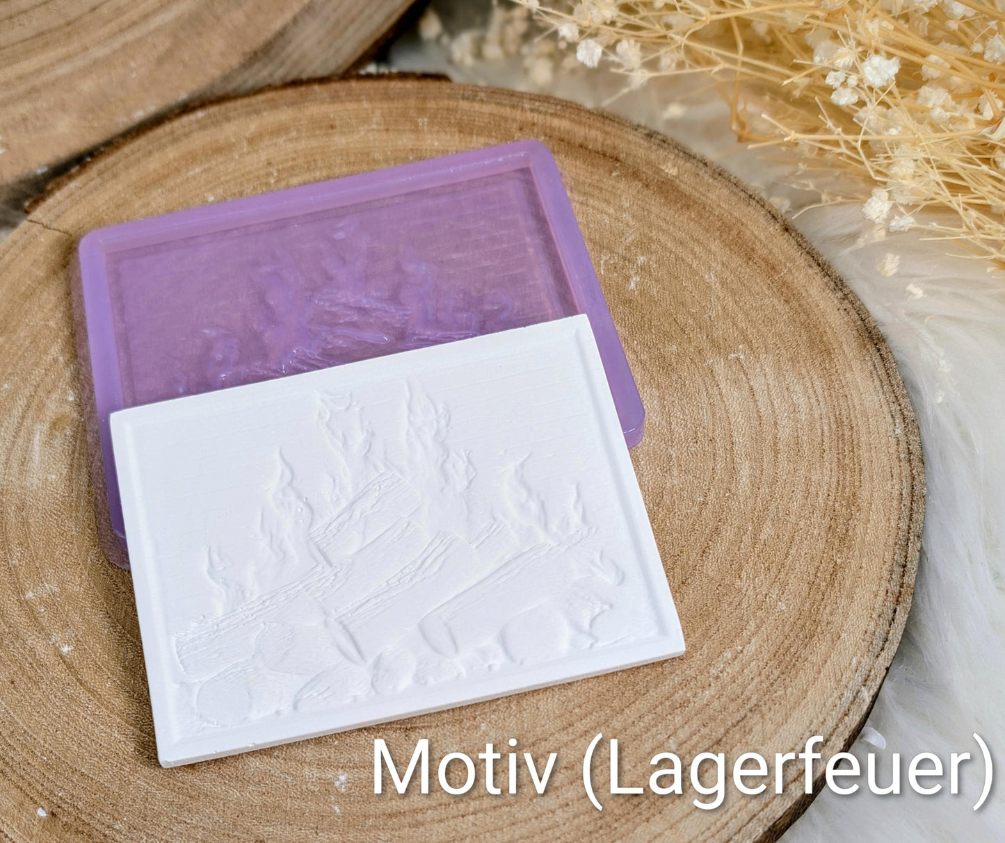 Silikonform Kamin mit Wechselmotiv / DIY Gießform / Austauschbares Motiv / Lagerfeuer / Premium-Qualität / Lampe / Lithophane / Raysin