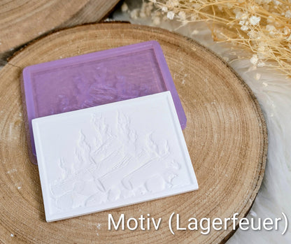 Silikonform Kamin mit Wechselmotiv / DIY Gießform / Austauschbares Motiv / Lagerfeuer / Premium-Qualität / Lampe / Lithophane / Raysin