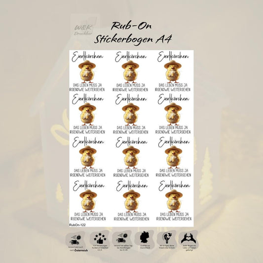 RubOn Sticker / Eierlikörchen / A4 Bogen / Randlos /Abreibebilder / DIY Sticker für z.B. Glas Holz
