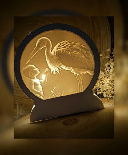Loop Lampe/ Hallo kleines Wunder / Baby / Storch / Premium-Qualität / Lampe / Lithophane / Gießform / Raysin / Silikonform