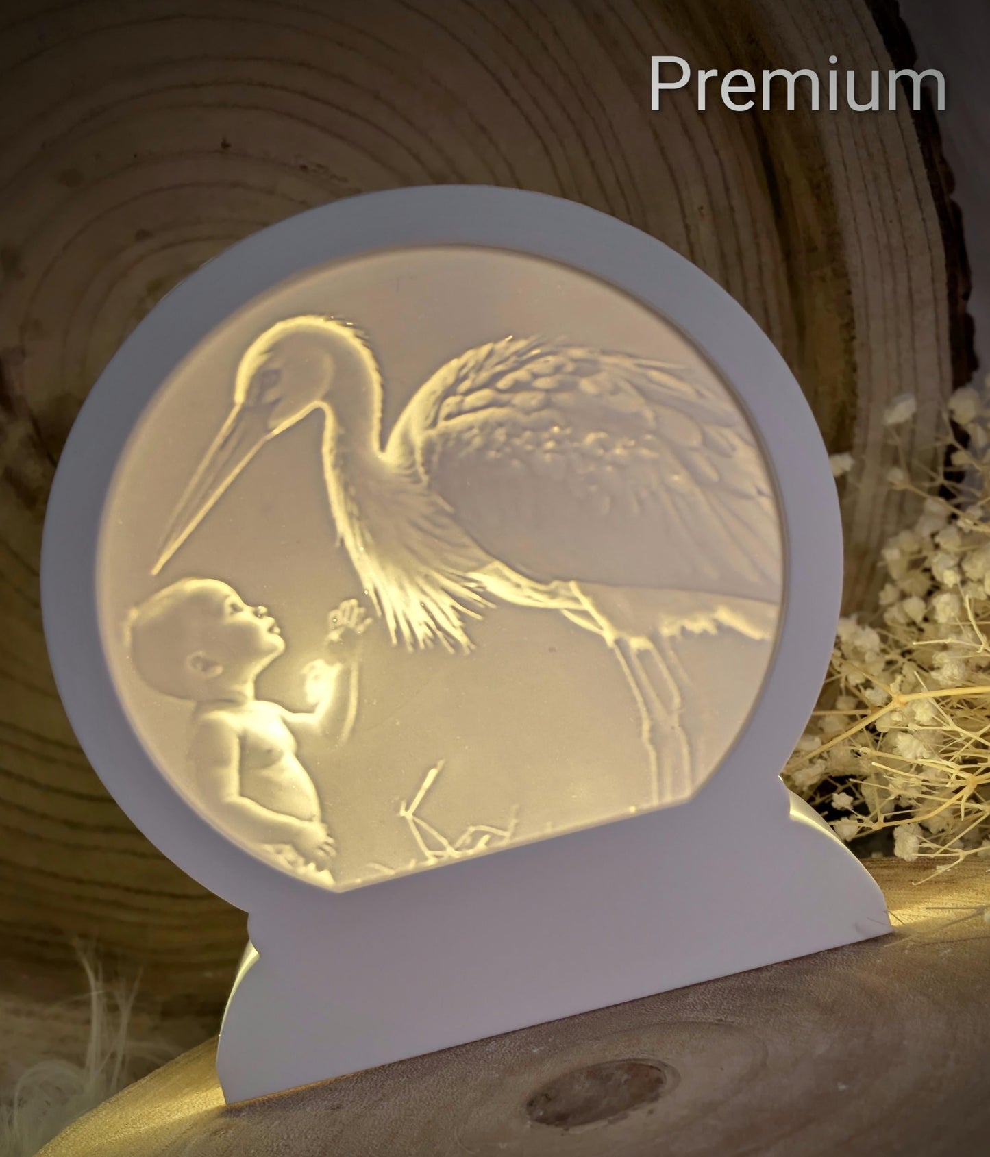 Loop Lampe/ Hallo kleines Wunder / Baby / Storch / Premium-Qualität / Lampe / Lithophane / Gießform / Raysin / Silikonform