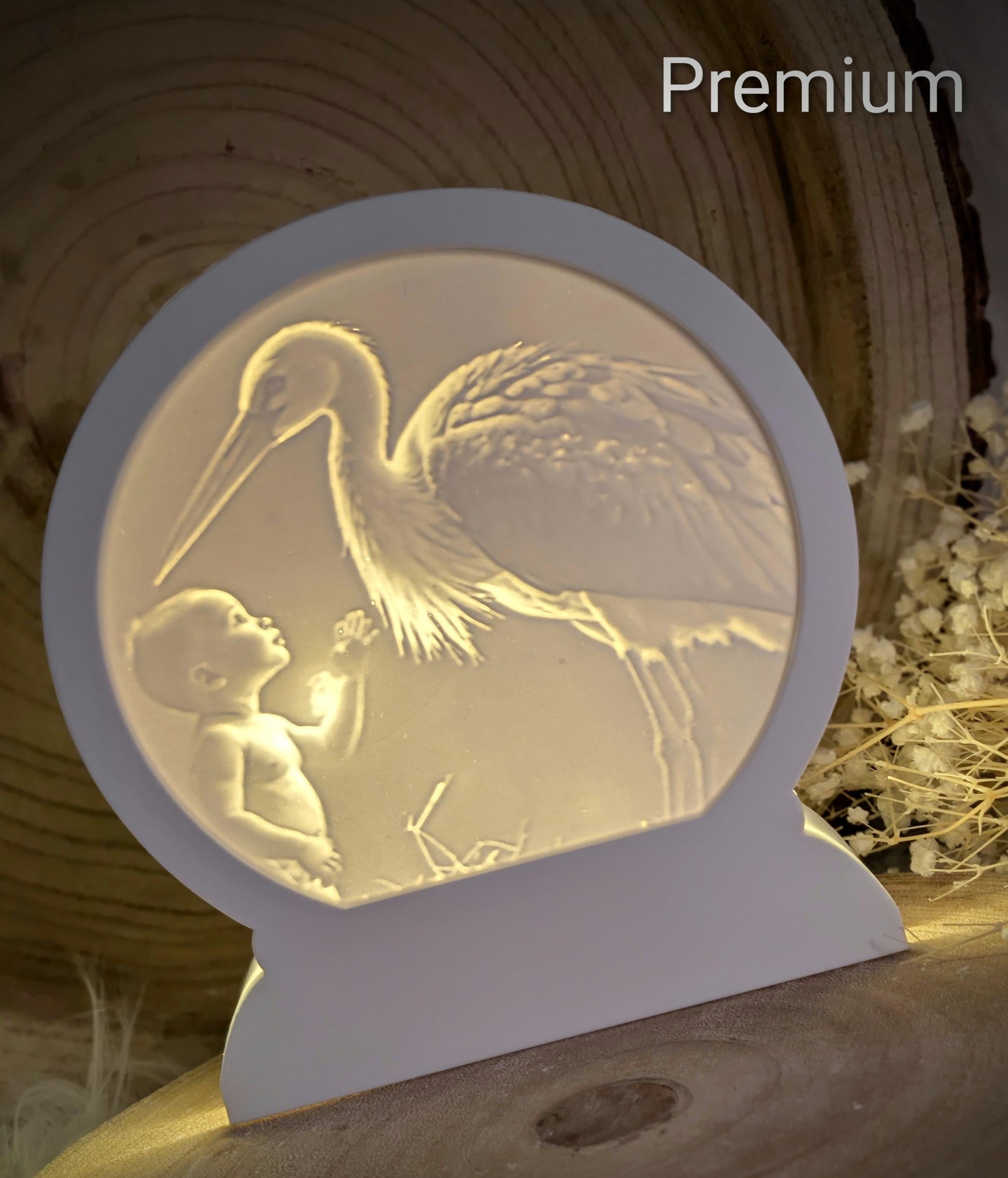 Loop Lampe/ Hallo kleines Wunder / Baby / Storch / Premium-Qualität / Lampe / Lithophane / Gießform / Raysin / Silikonform