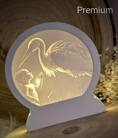 Loop Lampe/ Hallo kleines Wunder / Baby / Storch / Premium-Qualität / Lampe / Lithophane / Gießform / Raysin / Silikonform