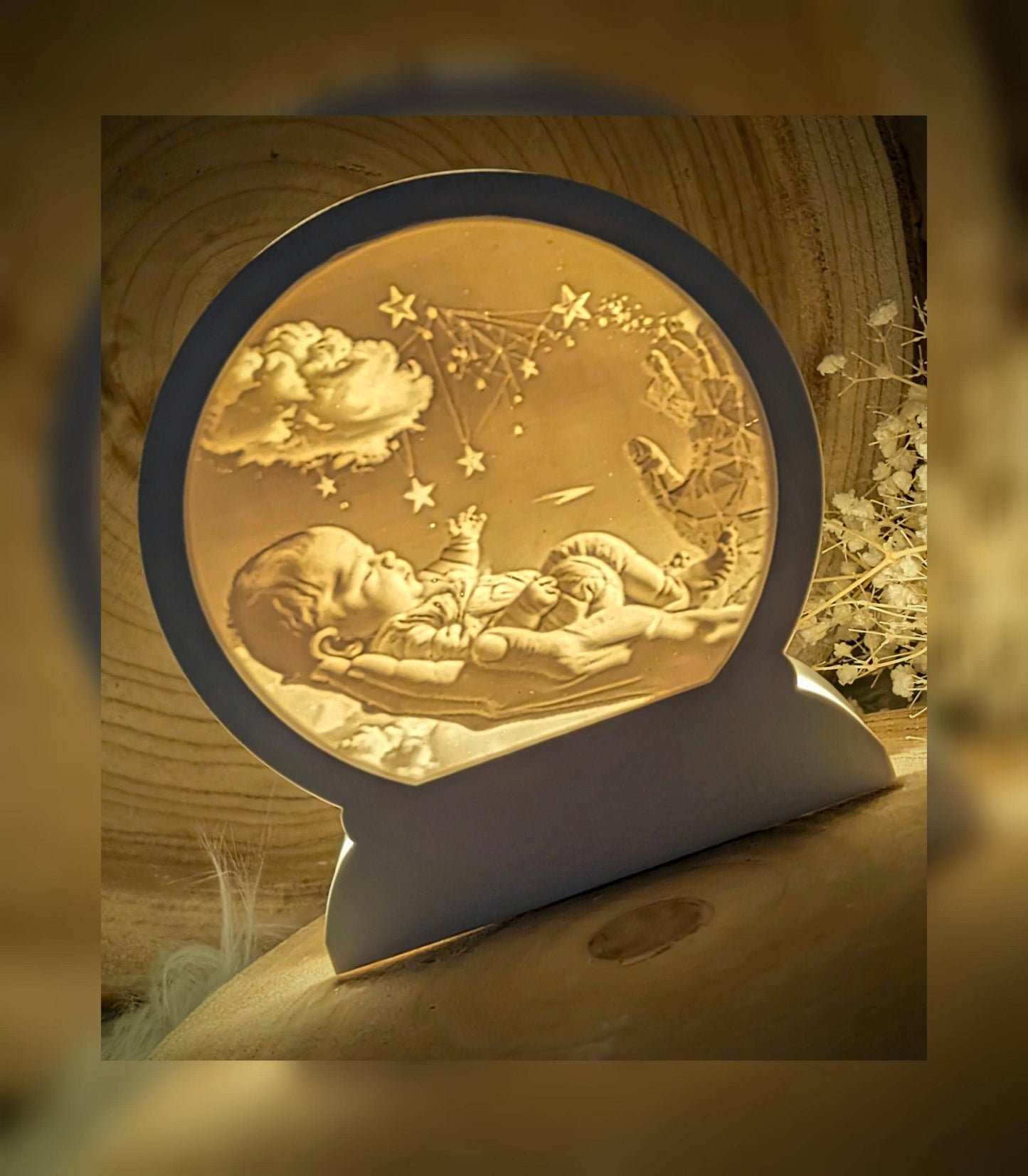 Loop Lampe/ Himmelswunder / Baby / Storch / Premium-Qualität / Lampe / Lithophane / Gießform / Raysin / Silikonform