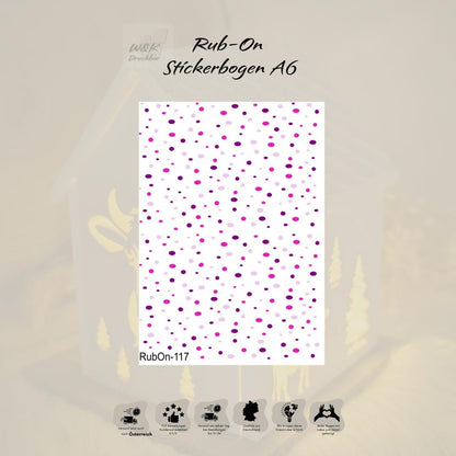 RubOn Sticker / Punkte / A6 Bogen / Randlos /Abreibebilder / DIY Sticker für z.B. Glas Holz