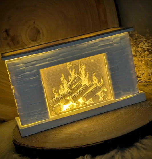 Silikonform Kamin mit Wechselmotiv / DIY Gießform / Austauschbares Motiv / Lagerfeuer / Premium-Qualität / Lampe / Lithophane / Raysin