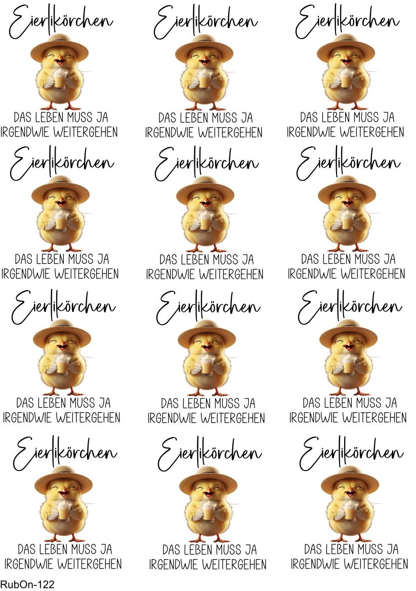 RubOn Sticker / Eierlikörchen / A4 Bogen / Randlos /Abreibebilder / DIY Sticker für z.B. Glas Holz