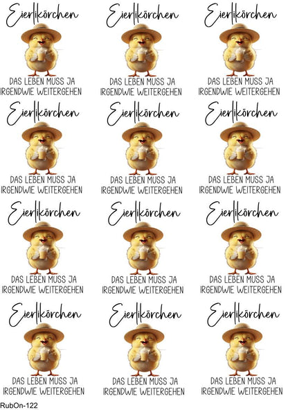 RubOn Sticker / Eierlikörchen / A4 Bogen / Randlos /Abreibebilder / DIY Sticker für z.B. Glas Holz