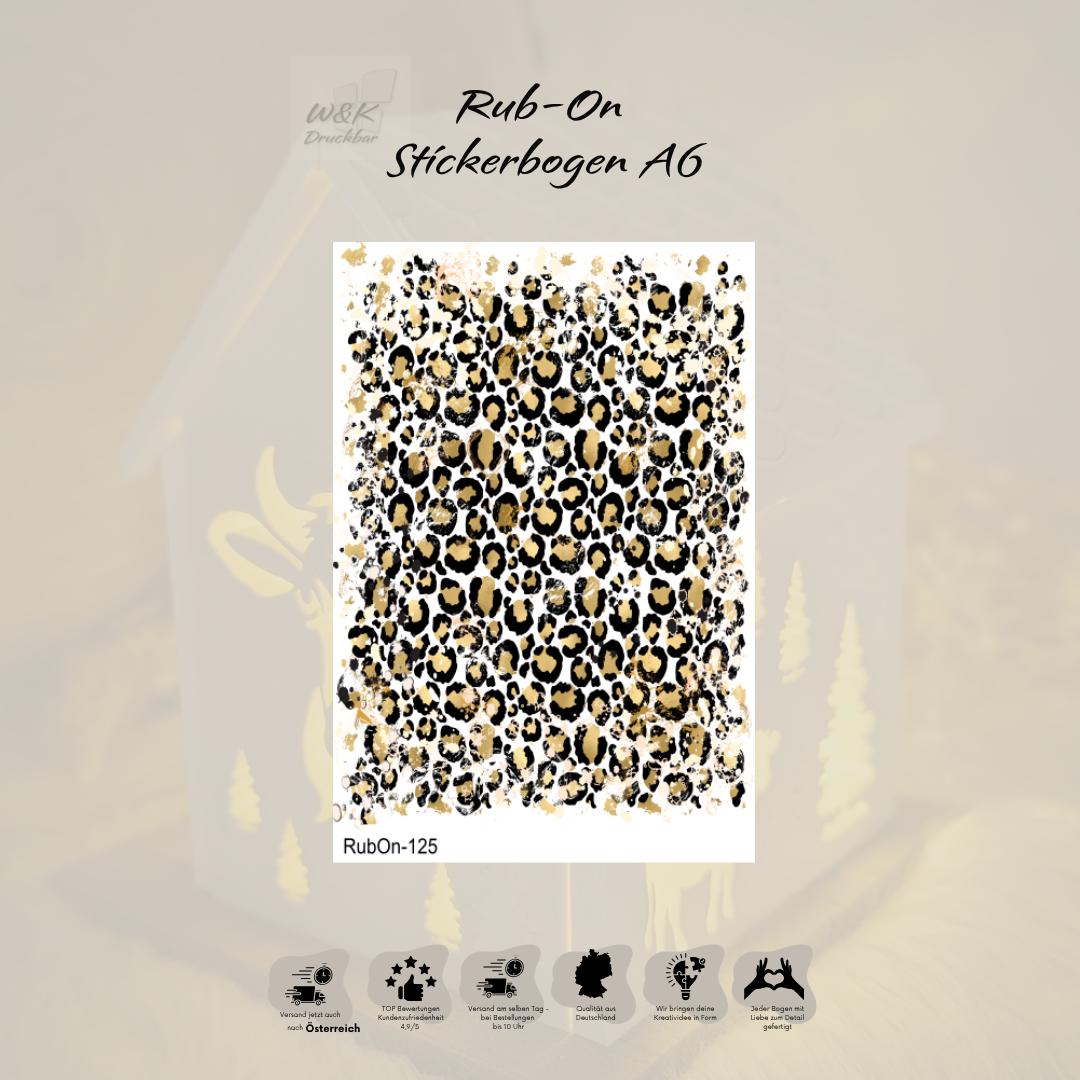 RubOn Sticker / Leo-Print Natur / A6 Bogen / Randlos /Abreibebilder / DIY Sticker für z.B. Glas Holz