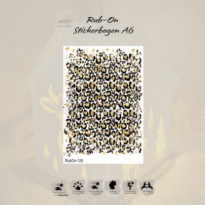RubOn Sticker / Leo-Print Natur / A6 Bogen / Randlos /Abreibebilder / DIY Sticker für z.B. Glas Holz