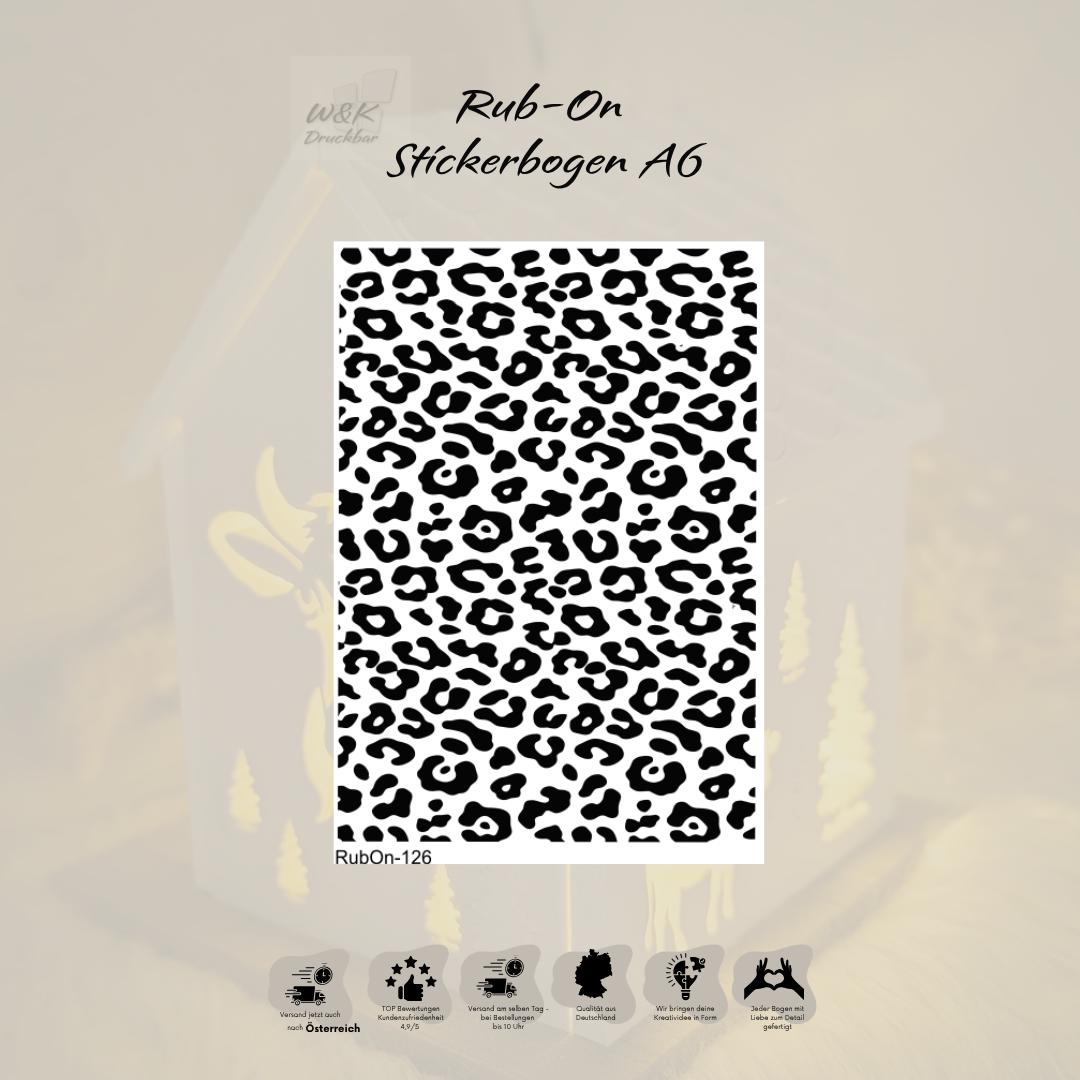 RubOn Sticker / Leo-Print Schwarz / A6 Bogen / Randlos /Abreibebilder / DIY Sticker für z.B. Glas Holz
