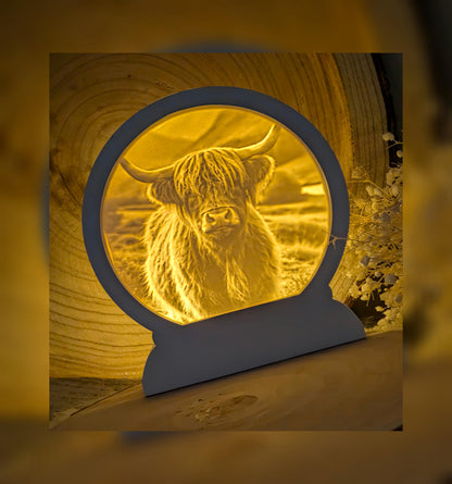 Loop Lampe/ Licht der Highlands / Hochlandrind / Premium-Qualität / Lampe / Lithophane / Gießform / Raysin / Silikonform