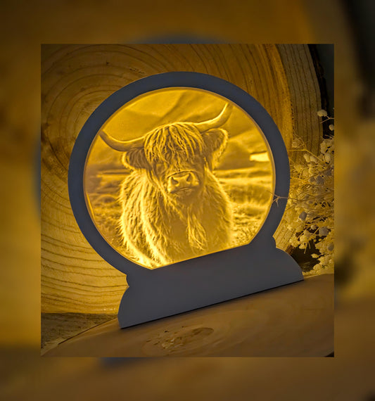 Loop Lampe/ Licht der Highlands / Hochlandrind / Premium-Qualität / Lampe / Lithophane / Gießform / Raysin / Silikonform