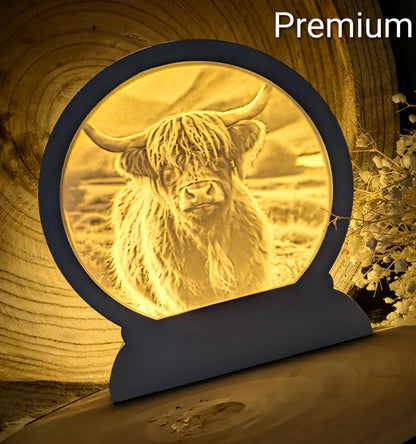 Loop Lampe/ Licht der Highlands / Hochlandrind / Premium-Qualität / Lampe / Lithophane / Gießform / Raysin / Silikonform