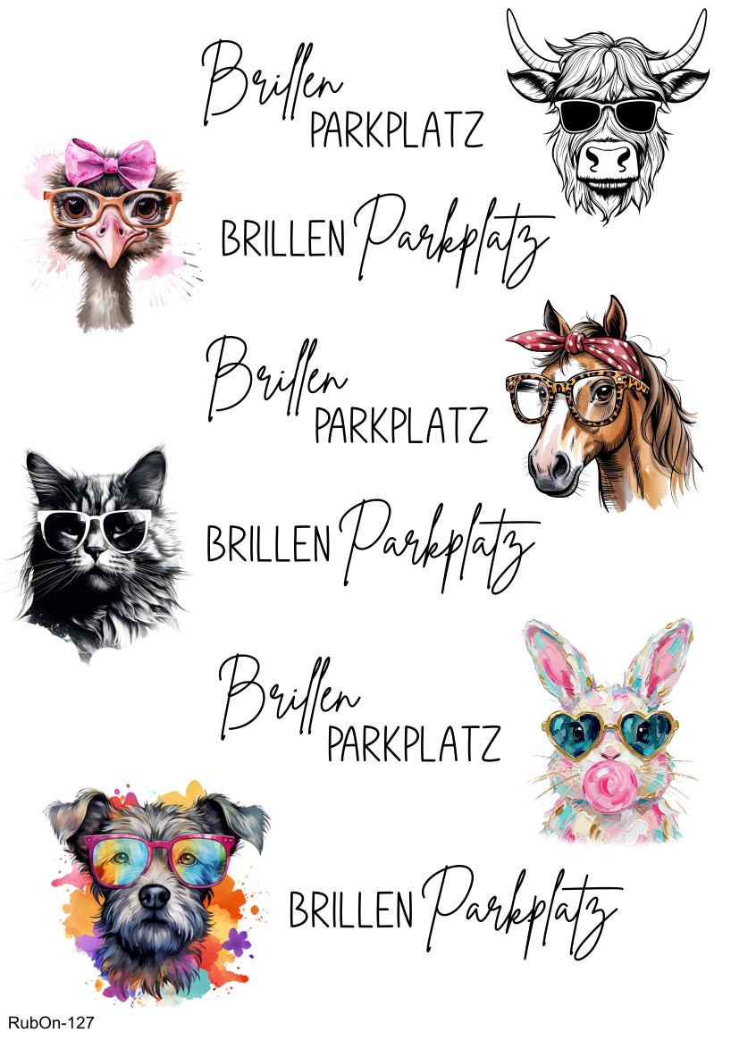 RubOn Sticker / Brillenparkplatz / A4 Bogen / Randlos /Abreibebilder / DIY Sticker für z.B. Glas Holz