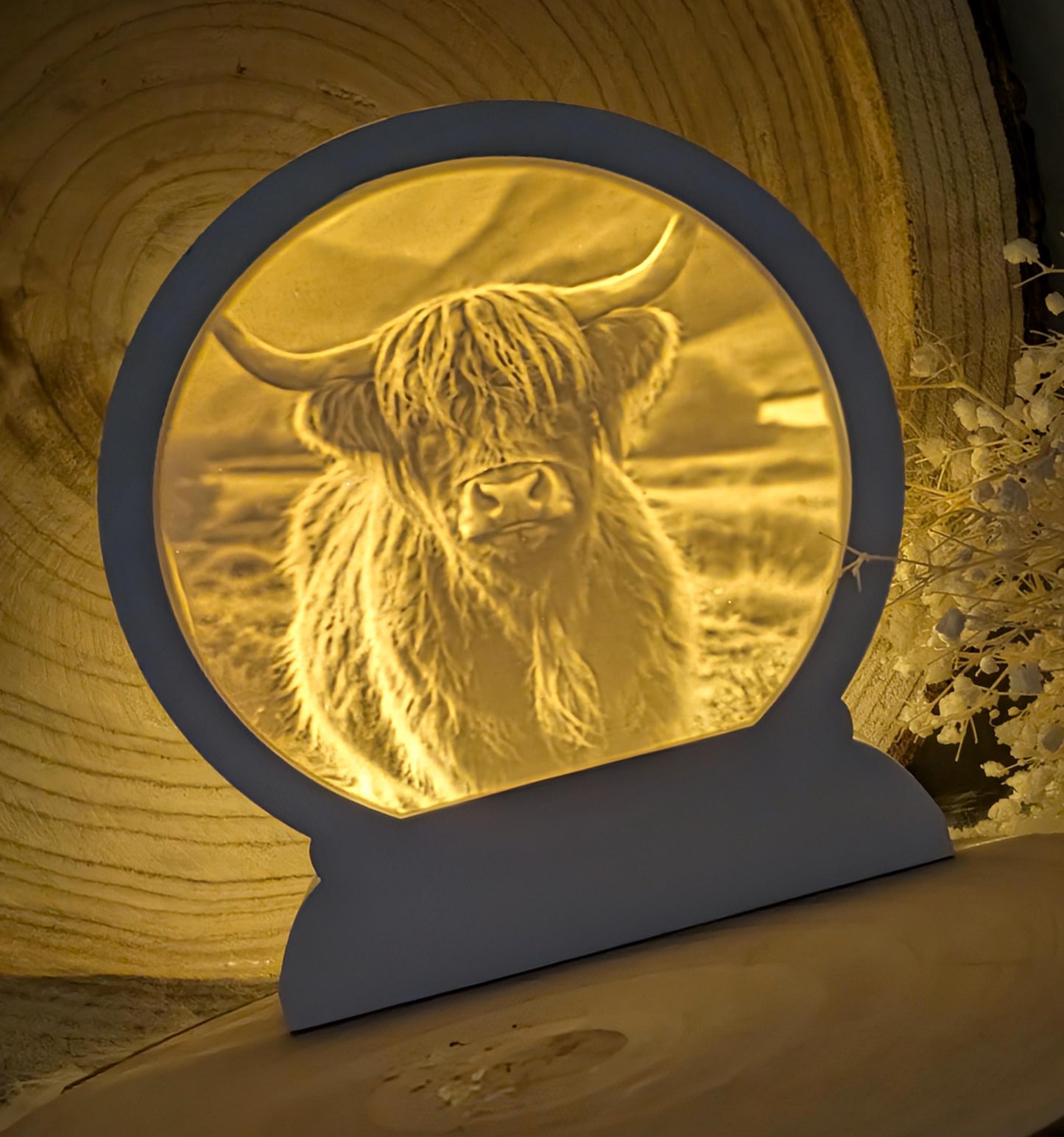 Loop Lampe/ Licht der Highlands / Hochlandrind / Premium-Qualität / Lampe / Lithophane / Gießform / Raysin / Silikonform