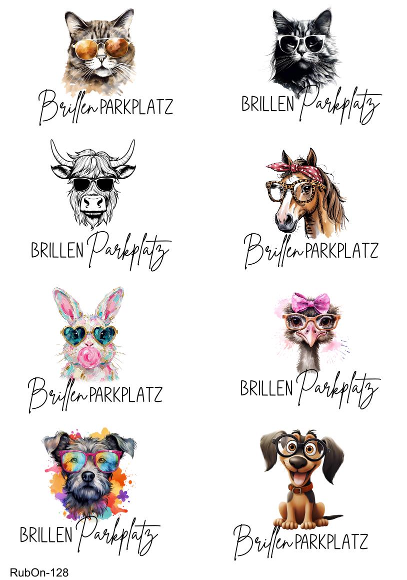 RubOn Sticker / Brillenparkplatz#2 / A4 Bogen / Randlos /Abreibebilder / DIY Sticker für z.B. Glas Holz