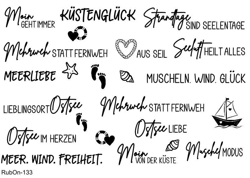 RubOn Sticker / Ostsee / A5 Bogen / Randlos / Abreibebilder / DIY Sticker für z.B. Glas Holz