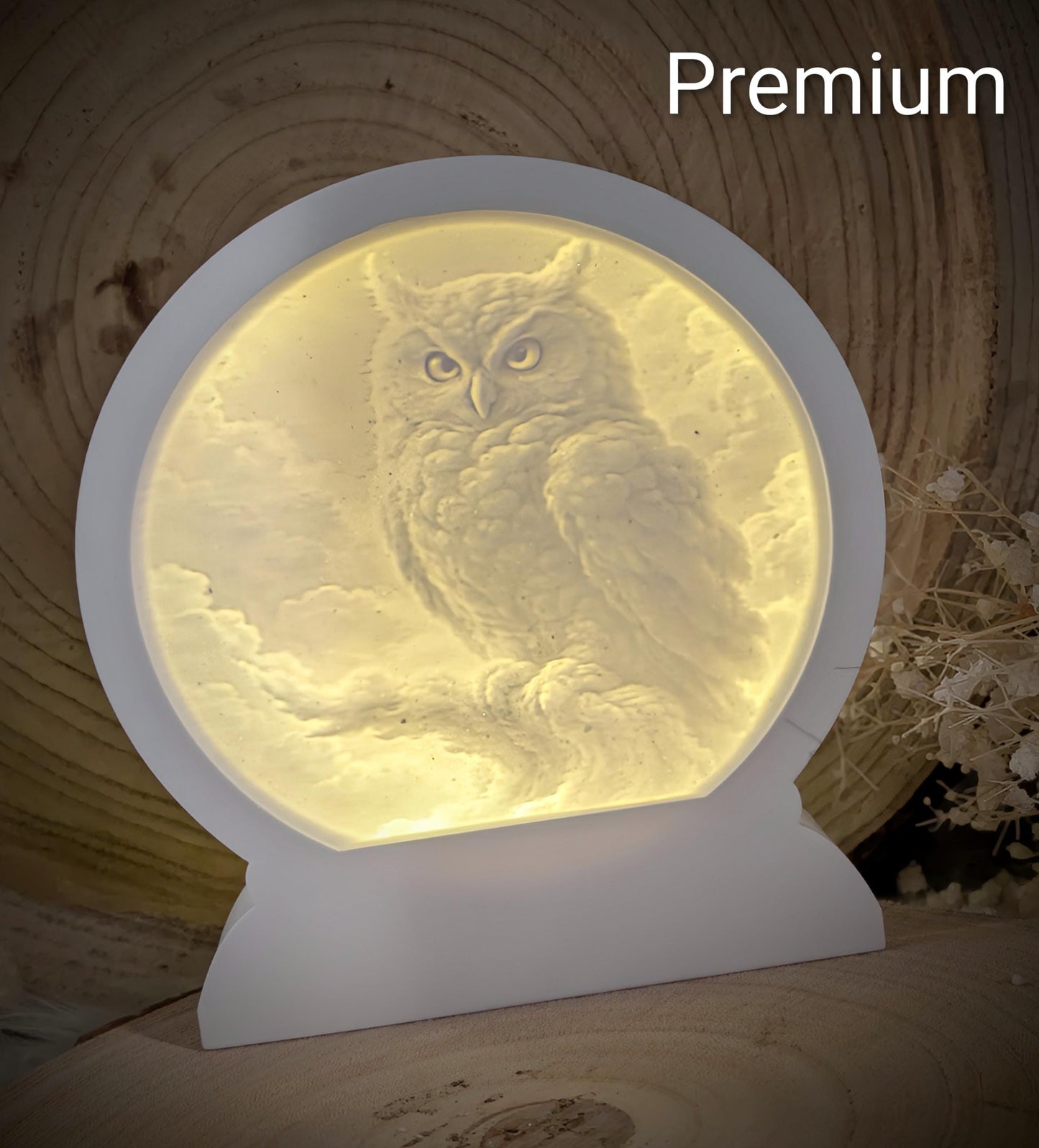 Loop Lampe/ Wintereule / Uhu / Premium-Qualität / Lampe / Lithophane / Gießform / Raysin / Silikonform
