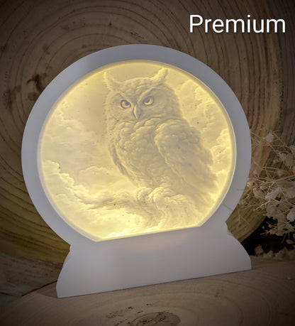 Loop Lampe/ Wintereule / Uhu / Premium-Qualität / Lampe / Lithophane / Gießform / Raysin / Silikonform