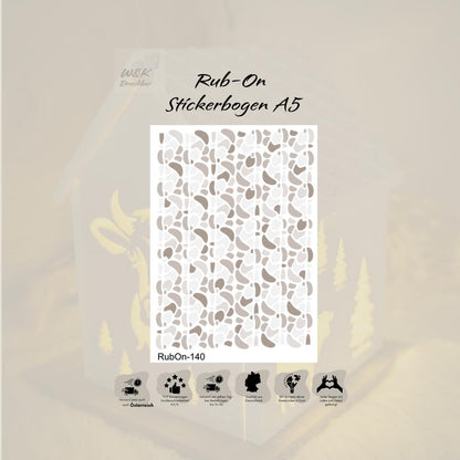 RubOn Sticker / Boho Shapes Natur / A6 Bogen / Randlos /Abreibebilder / DIY Sticker für z.B. Glas Holz