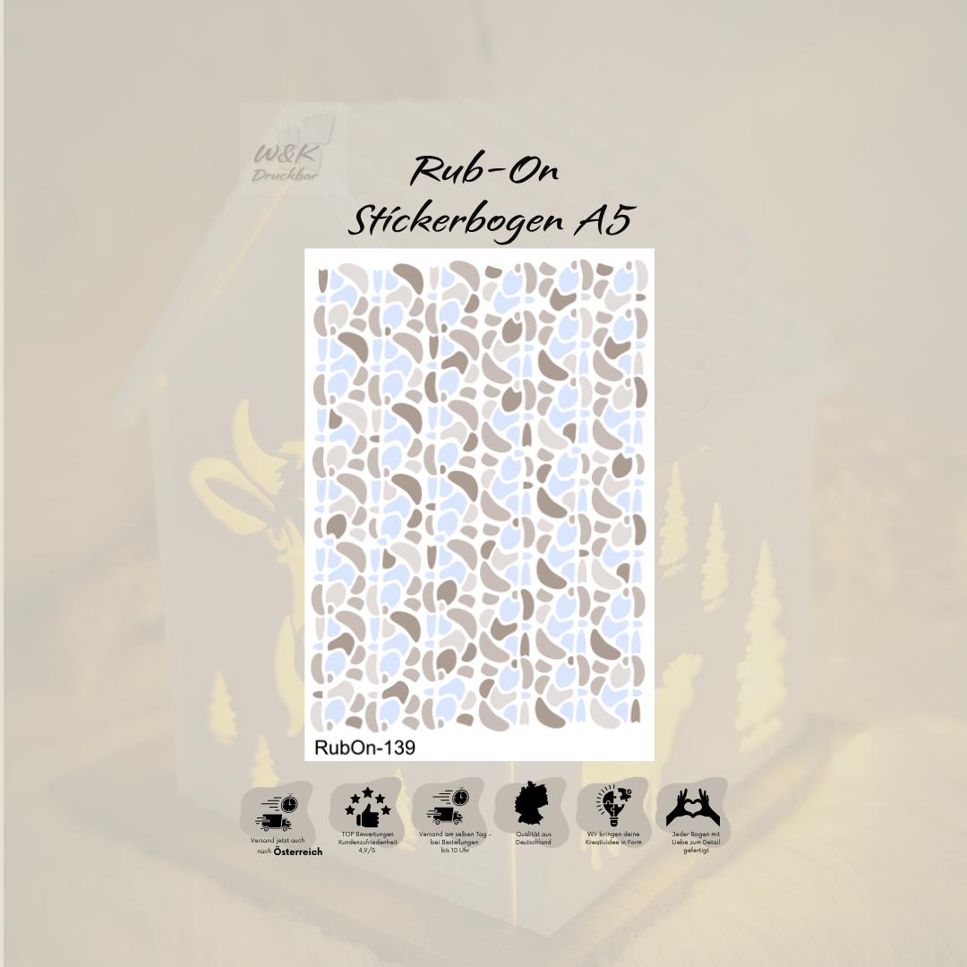 RubOn Sticker / Boho Shapes Blau / A6 Bogen / Randlos /Abreibebilder / DIY Sticker für z.B. Glas Holz