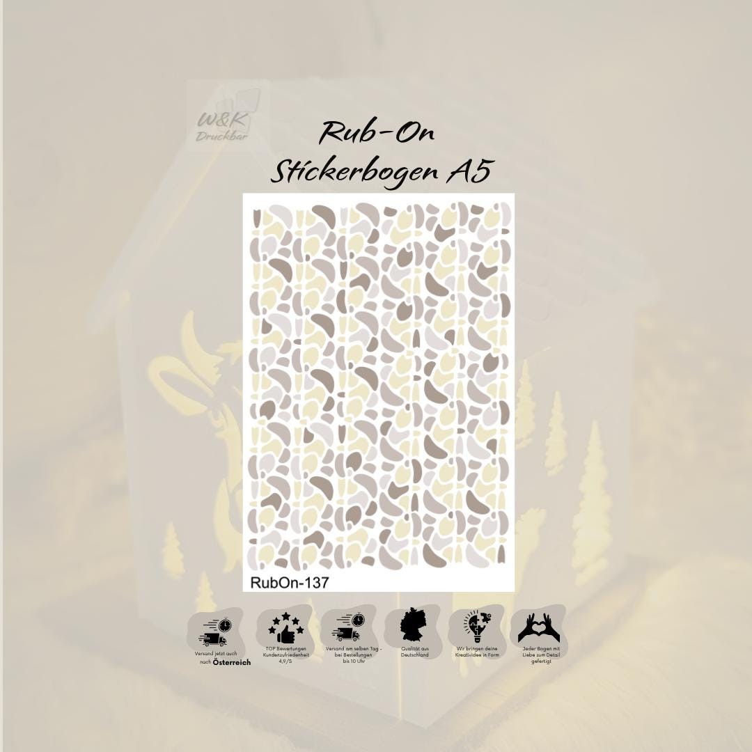 RubOn Sticker / Boho Shapes Gelb / A6 Bogen / Randlos /Abreibebilder / DIY Sticker für z.B. Glas Holz