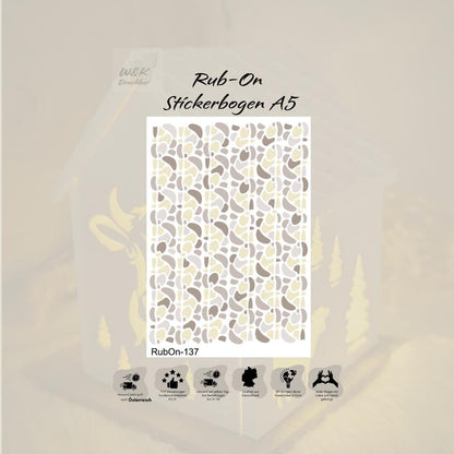 RubOn Sticker / Boho Shapes Gelb / A6 Bogen / Randlos /Abreibebilder / DIY Sticker für z.B. Glas Holz