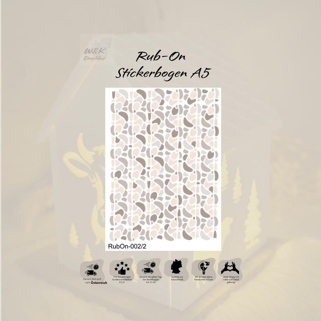 RubOn Sticker / Boho Shapes Nude / A6 Bogen / Randlos /Abreibebilder / DIY Sticker für z.B. Glas Holz