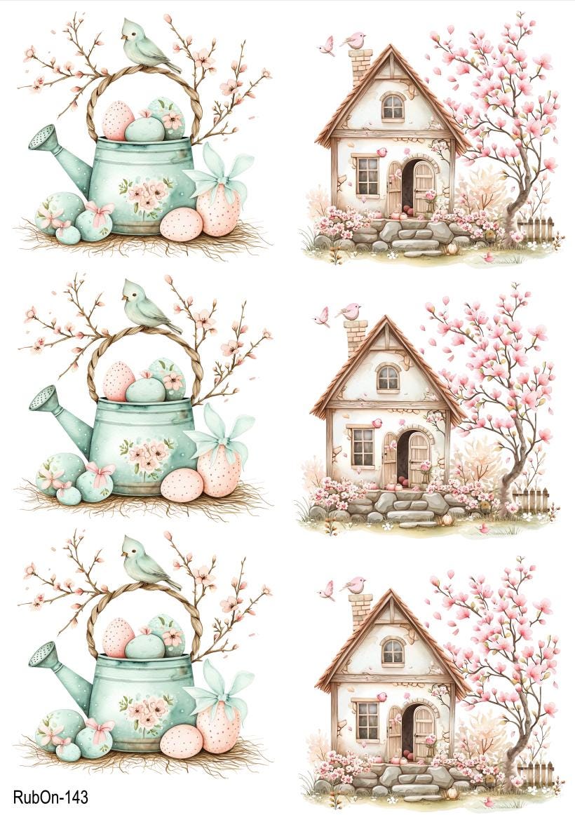 RubOn Sticker / Frühling / A4 Bogen / Randlos /Abreibebilder / DIY Sticker für z.B. Glas Holz