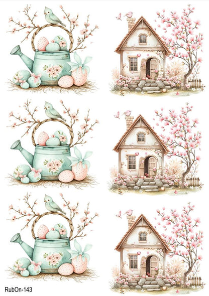 RubOn Sticker / Frühling / A4 Bogen / Randlos /Abreibebilder / DIY Sticker für z.B. Glas Holz