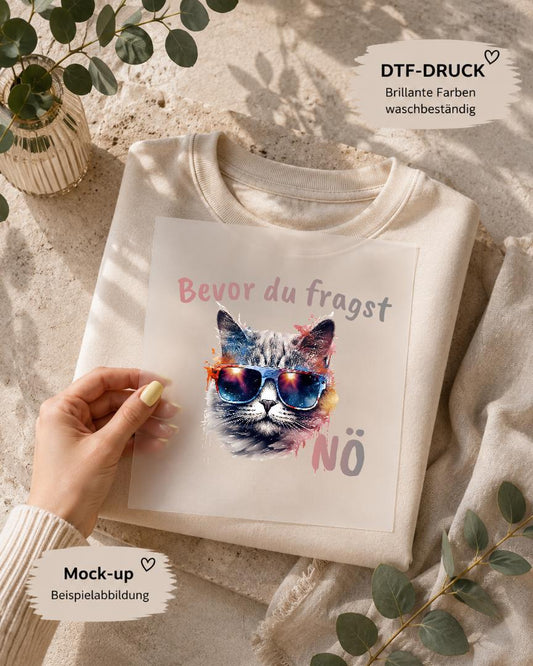 Katze mit Sonnenbrille / DTF Print / Bügelbild / Bevor du fragst NÖ / Unisex