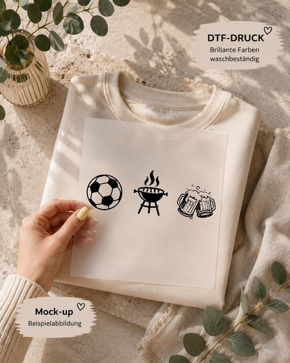 Fußball Grillen Bier / DTF Print / Bügelbild / Sommerabend / Unisex