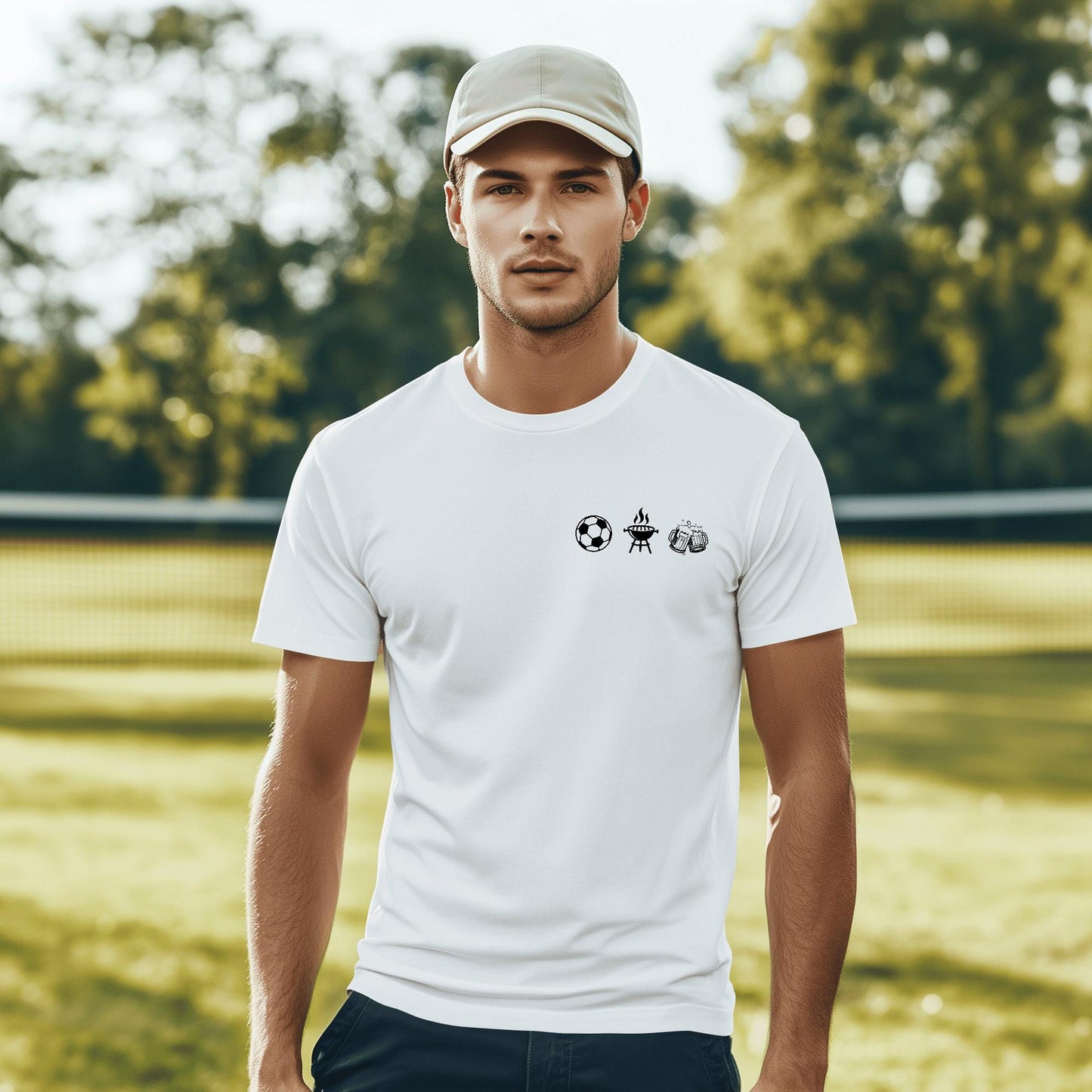 Fußball Grillen Bier / DTF Print / Bügelbild / Sommerabend / Unisex