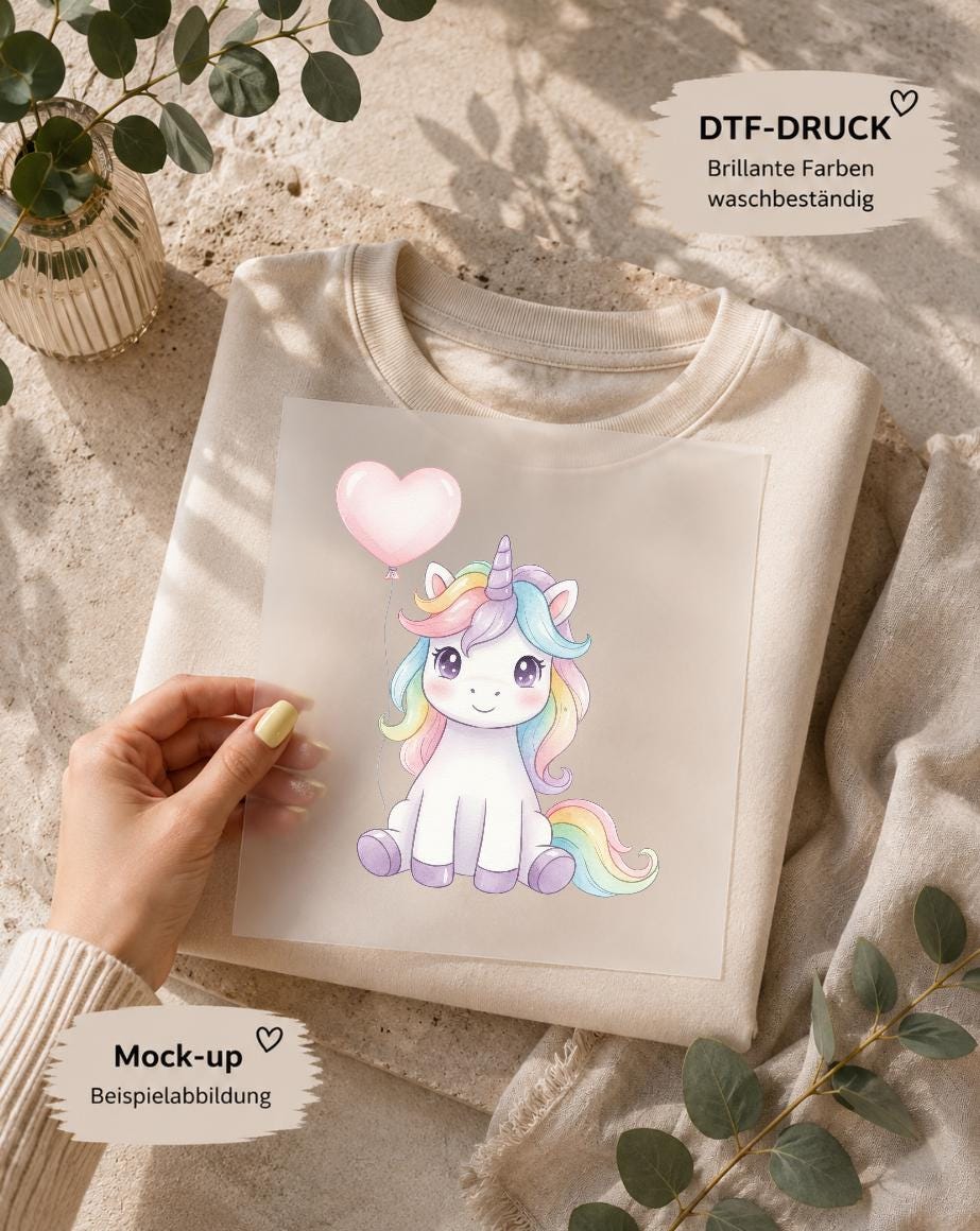 Einhorn mit Ballon / DTF Print / Bügelbild / Unicorn