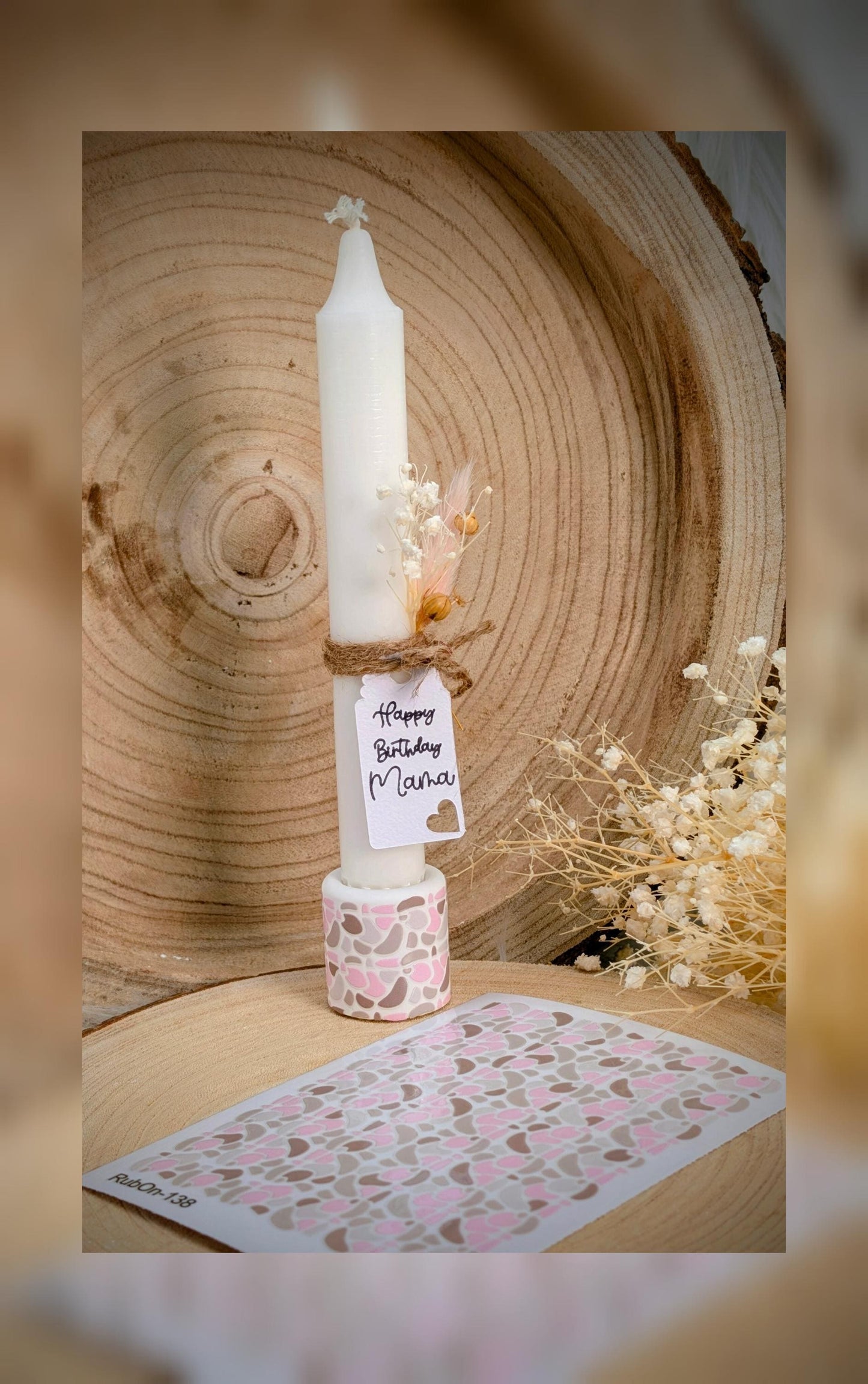 RubOn Sticker / Boho Shapes Rosa / A6 Bogen / Randlos /Abreibebilder / DIY Sticker für z.B. Glas Holz