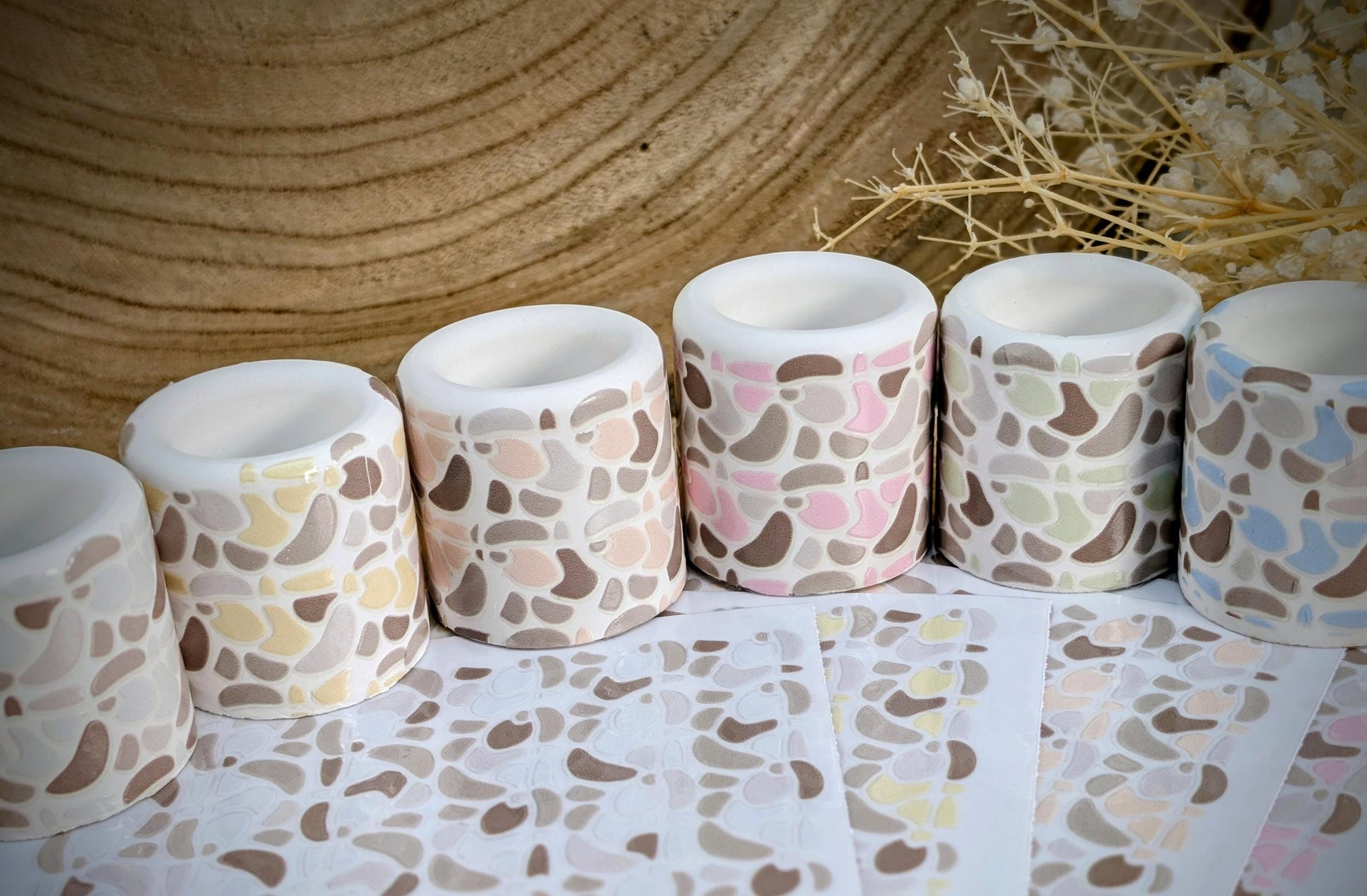 RubOn Sticker / Boho Shapes Grün / A6 Bogen / Randlos /Abreibebilder / DIY Sticker für z.B. Glas Holz