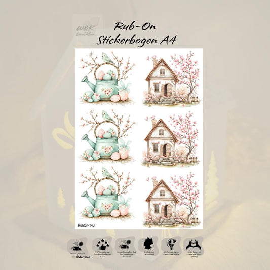 RubOn Sticker / Frühling / A4 Bogen / Randlos /Abreibebilder / DIY Sticker für z.B. Glas Holz