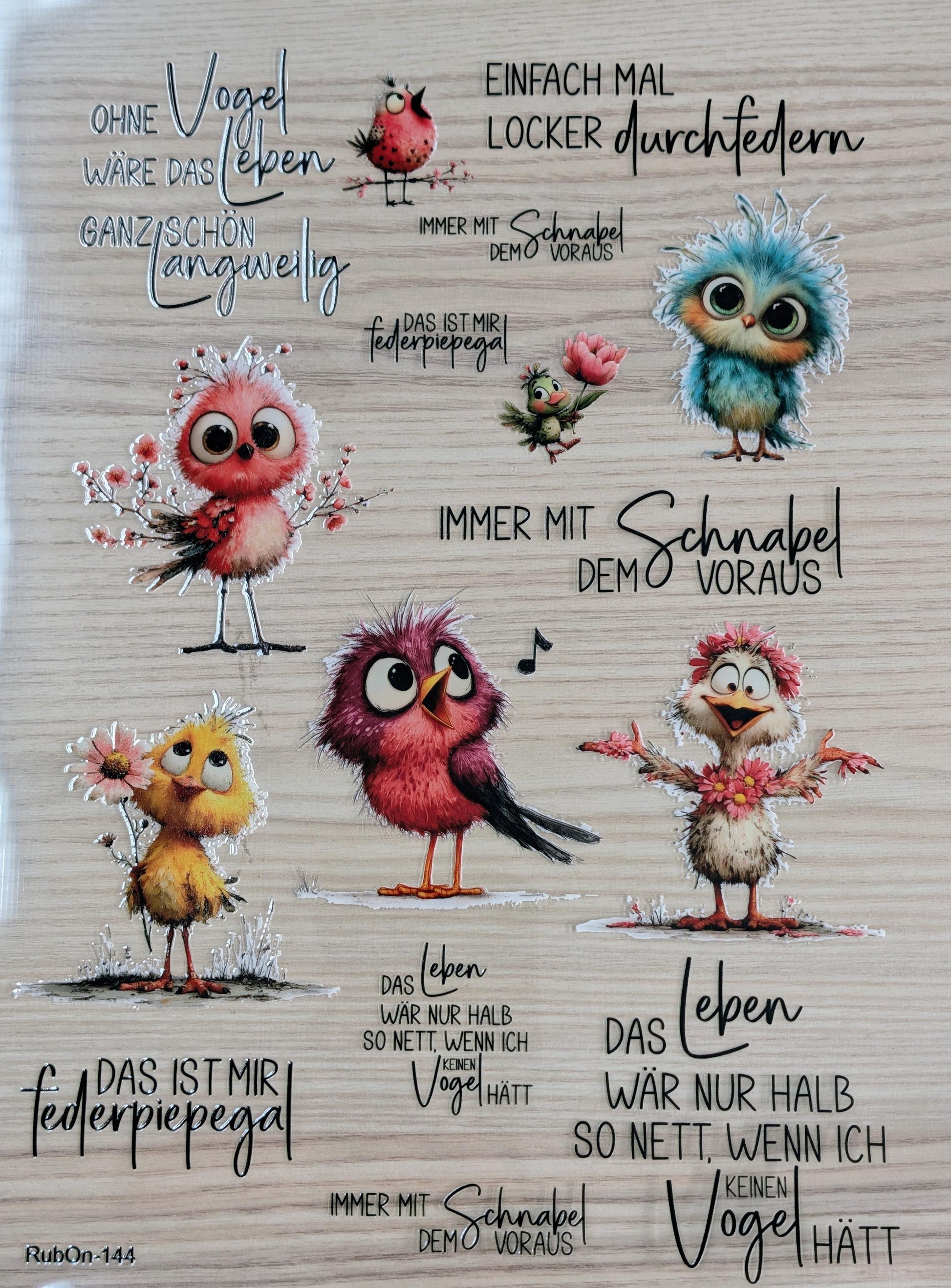 RubOn Sticker / Schnabel voraus / A4 Bogen / Randlos /Abreibebilder / DIY Sticker für z.B. Glas Holz