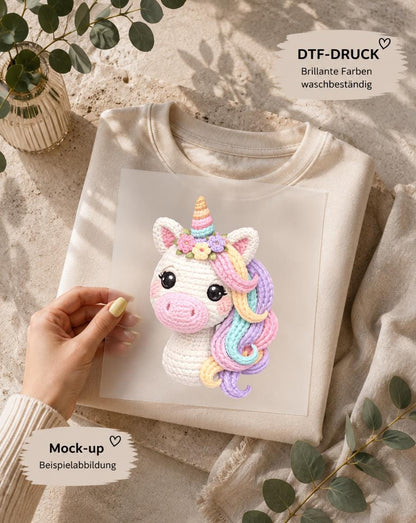 Einhorn Strickoptik / DTF Print / Bügelbild / Unicorn