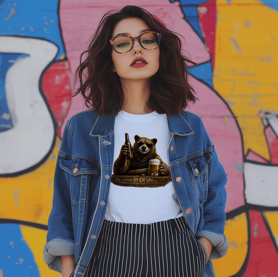 Oh, schon Bier Uhr / DTF Print / Bügelbild / Bär / Unisex